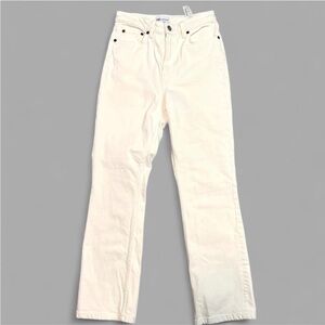 Zara Cream High-Rise Straight Jeans